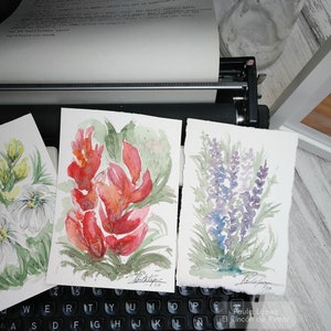 Postales / tarjetas, postcards, gift-cards - Flores silvestres de acuarela originales y personalizadas, varios tamaños