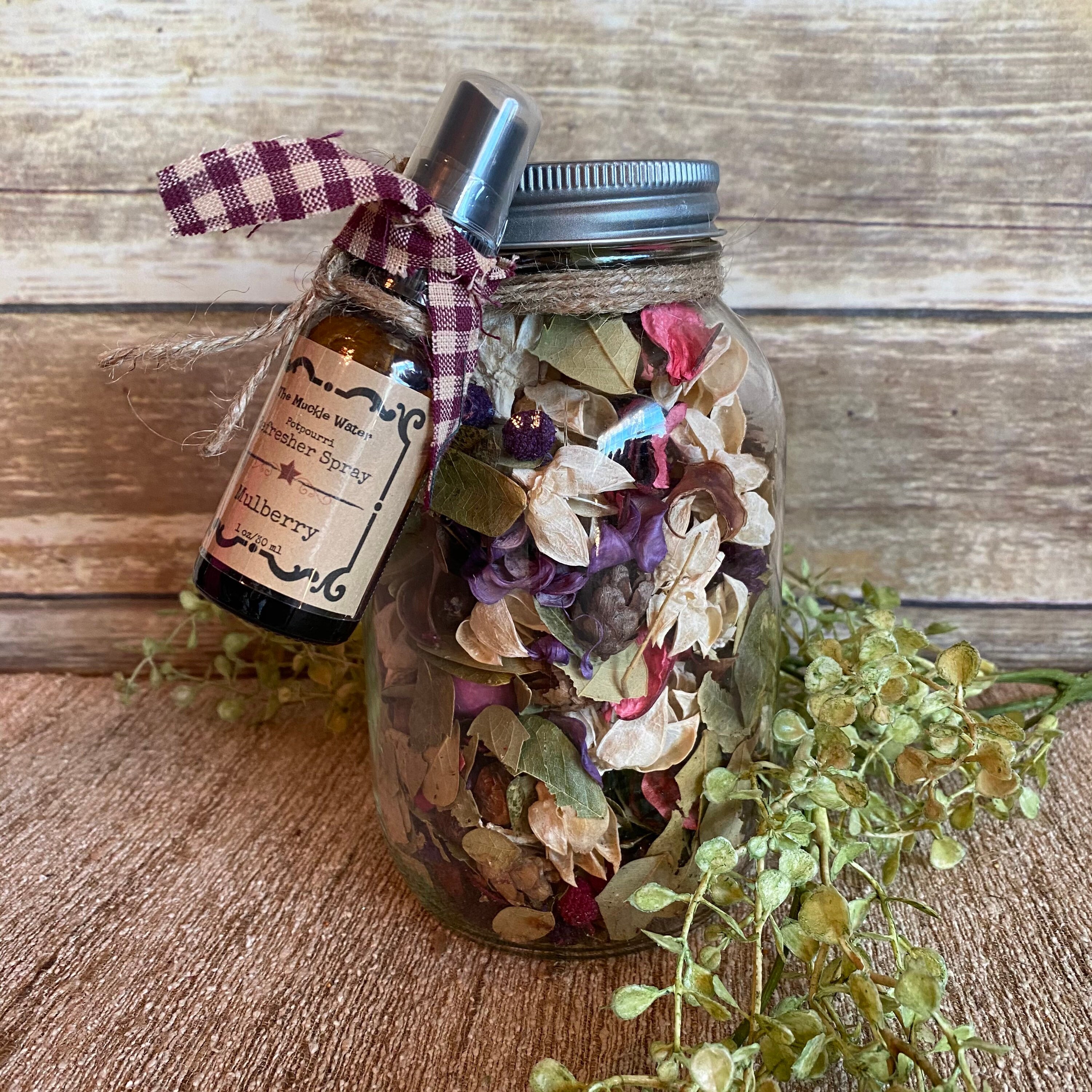 Mulberry Potpourri in Mason Jar & Refresher Oil Spray Etsy