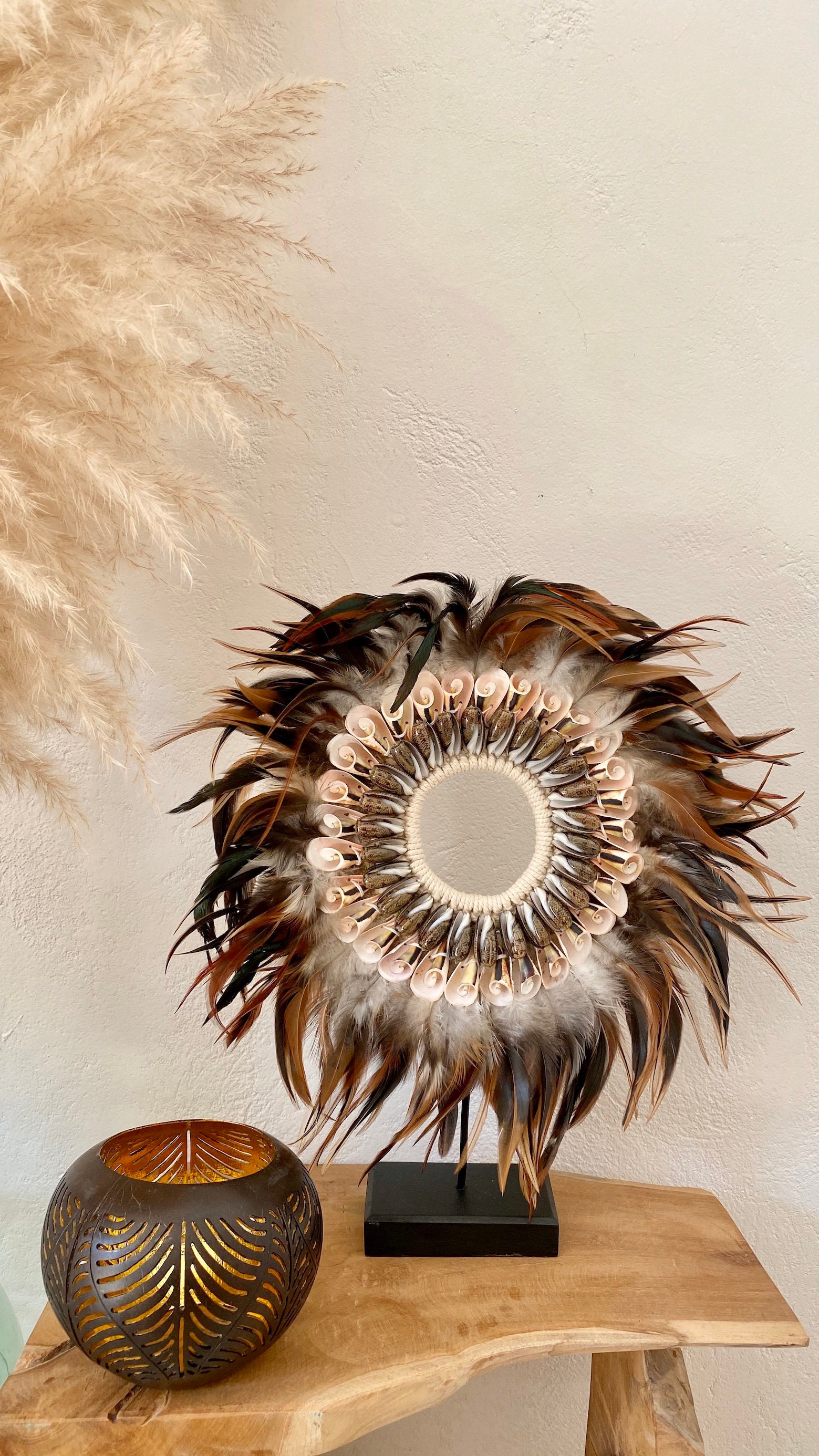 Collier Jujuhat en Coquillages et Plumes