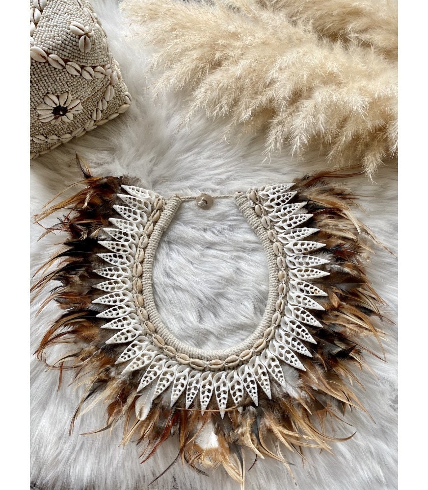 Collier Plumes et Coquillages