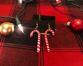 Candy cane Christmas earrings. Ready to ship fast!