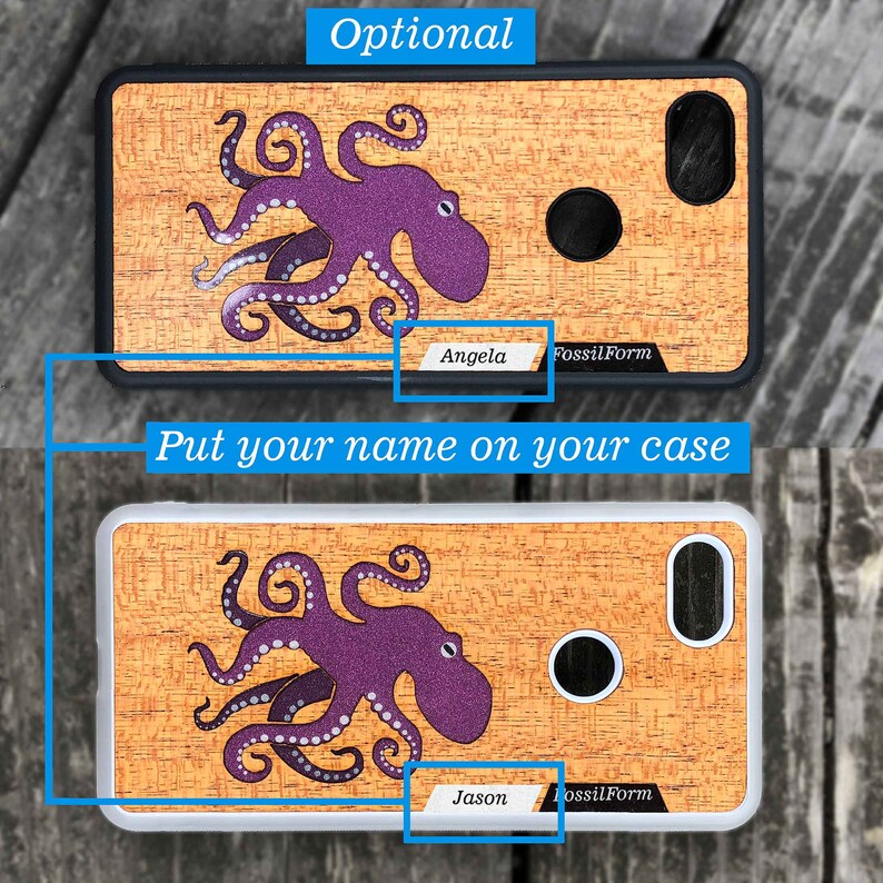 Personalized iPhone Samsung Pixel Case Wood Resin Cellphone Case Black FossilForm Masquerade Mask Real Wood Phone Case