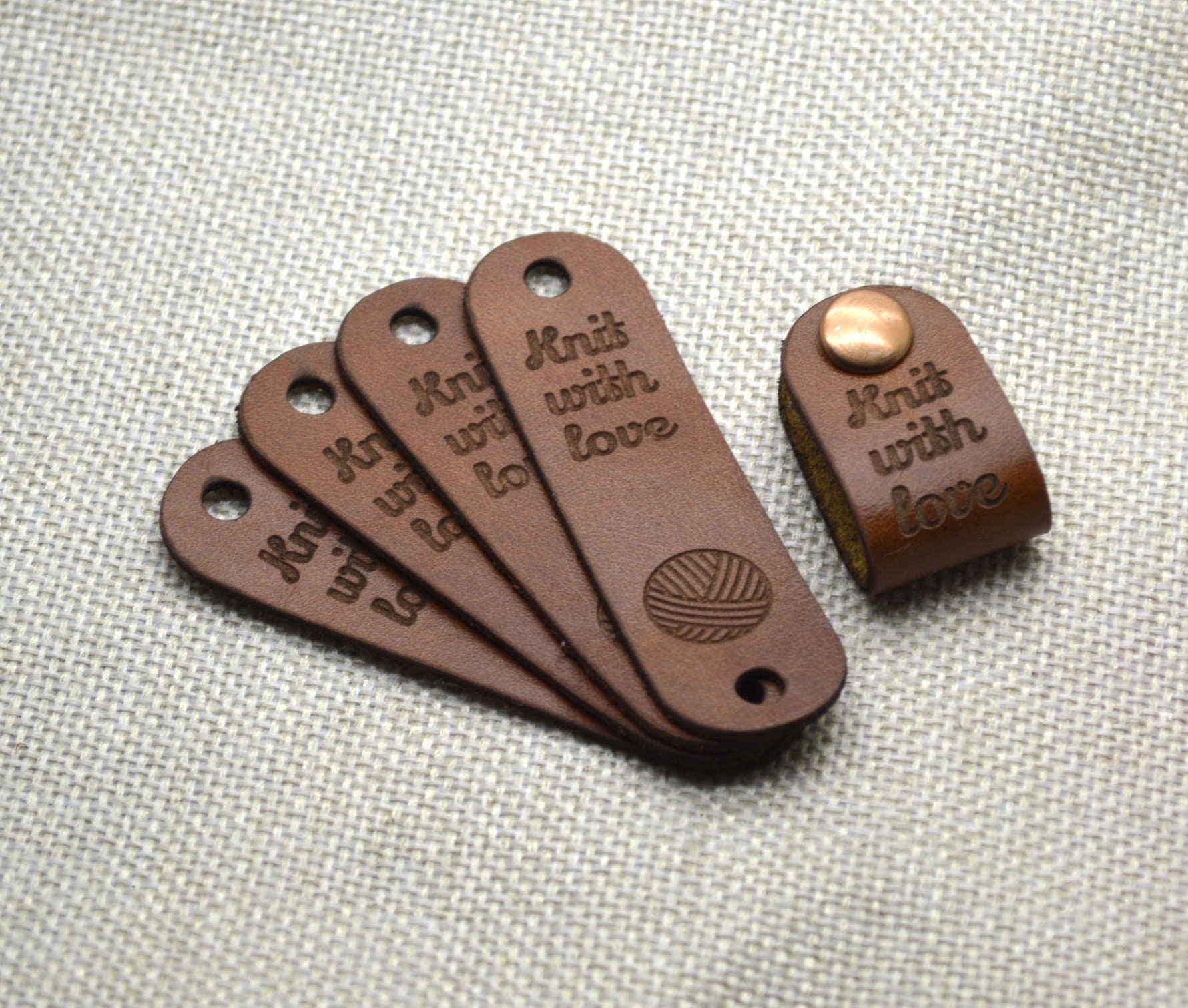 Custom Faux Leather Tags With Rivets, Personalized Eco Faux