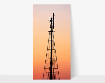 Sunset Windmill Wall Art Print