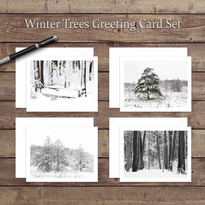 Ensemble de cartes de vœux Winter Trees 4 Pack