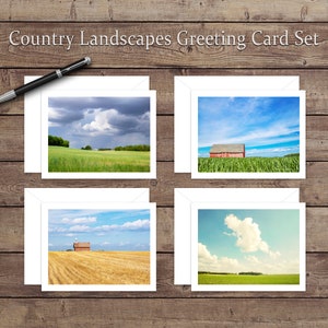 Ensemble de cartes de vœux Paysages de pays 4 Pack