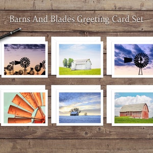 Ensemble de cartes de vœux pour granges et moulins à vent 6 packs