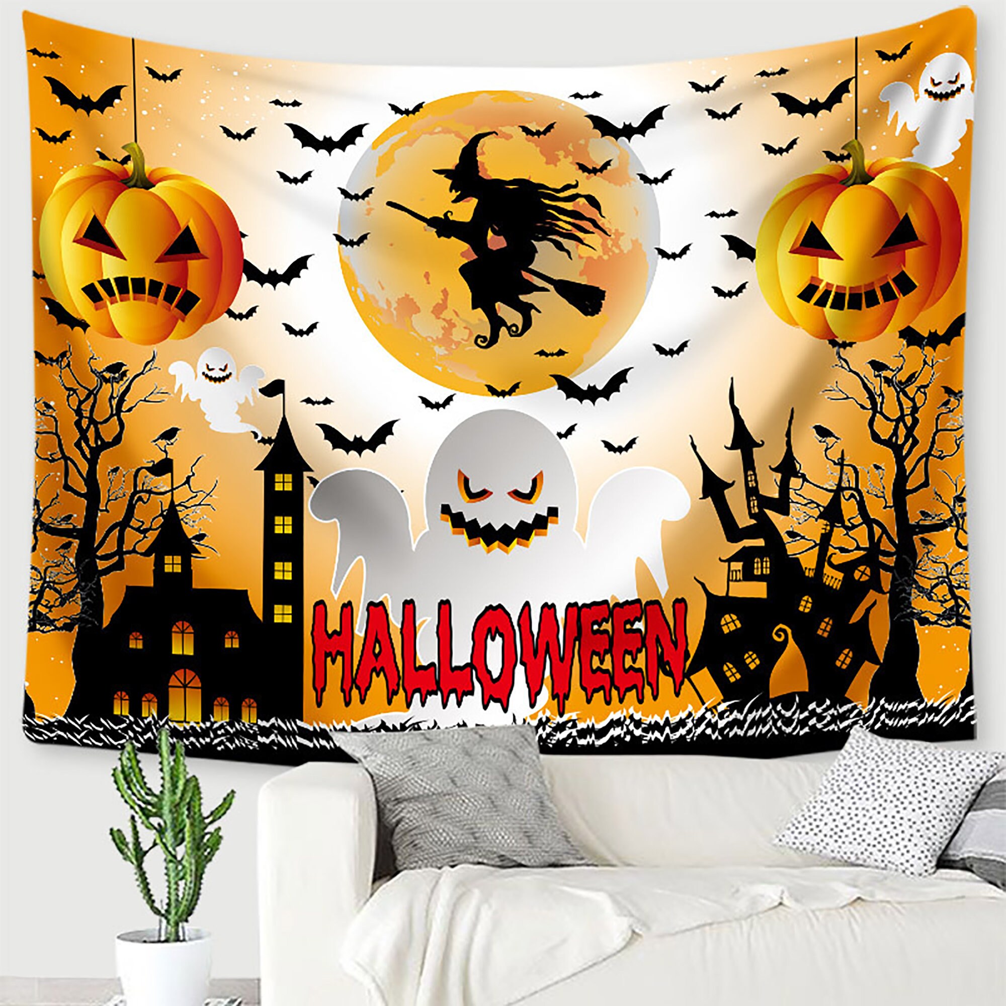 Halloween Wall Tapestry Halloween Party Tapestry Halloween Etsy