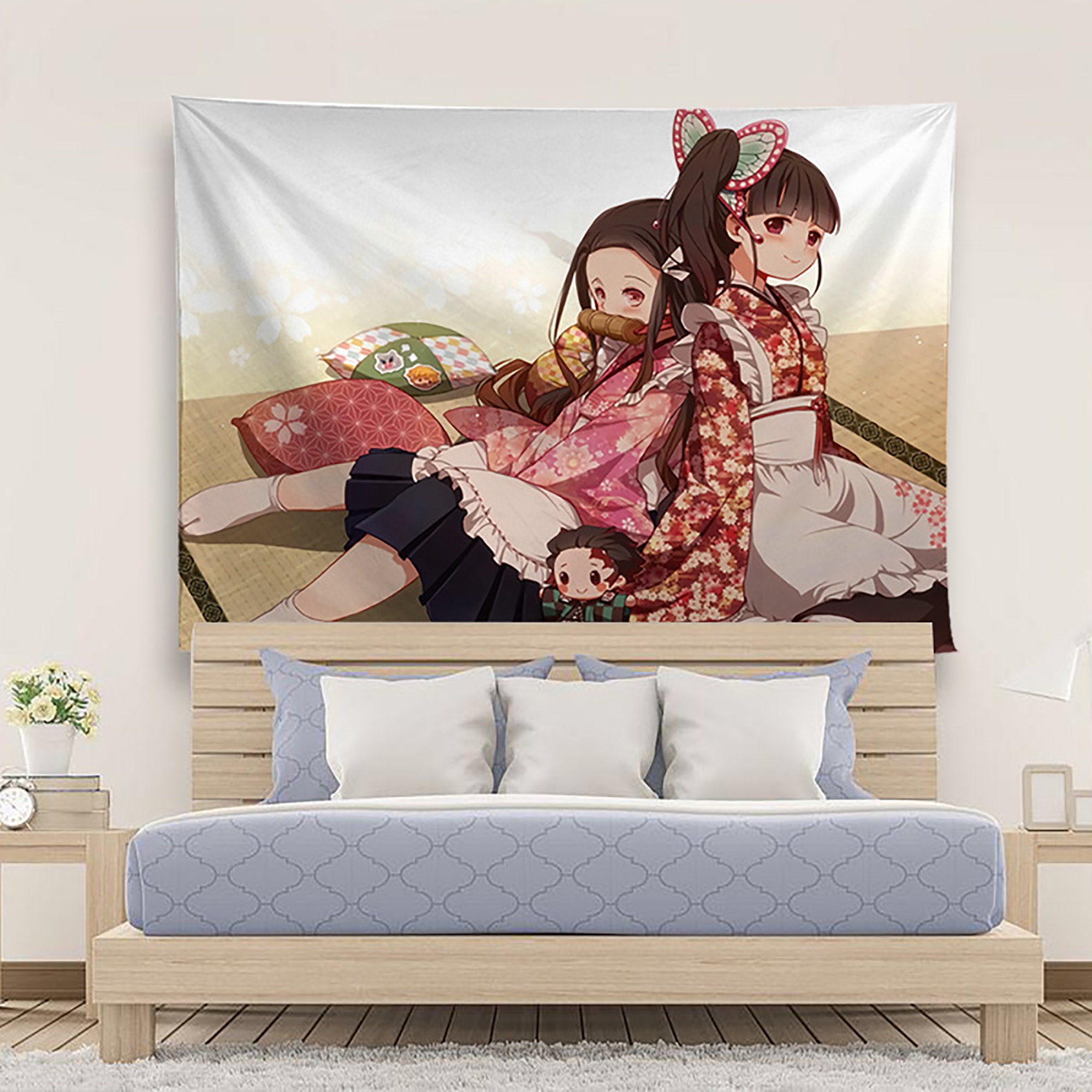 Demon Slayer Tapestry Anime Tapestry Cartoon Blanket Wall Etsy