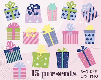 Present SVG Bundle, Present Svg Png Eps Dxf, Presents Clip Art, Gift Designs, Christmas Gift SVG, Gift Box, Gifts Clip Art, Instant Download