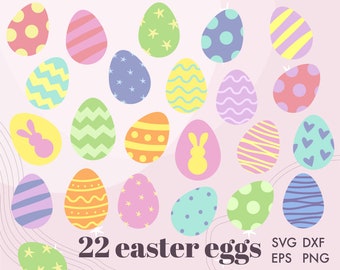 Easter Egg Svg Png Eps Dxf, Colorful Easter Eggs Clipart, Easter SVG Files for Cricut, SVG Easter Egg Cut Files, Easter Egg Crafts