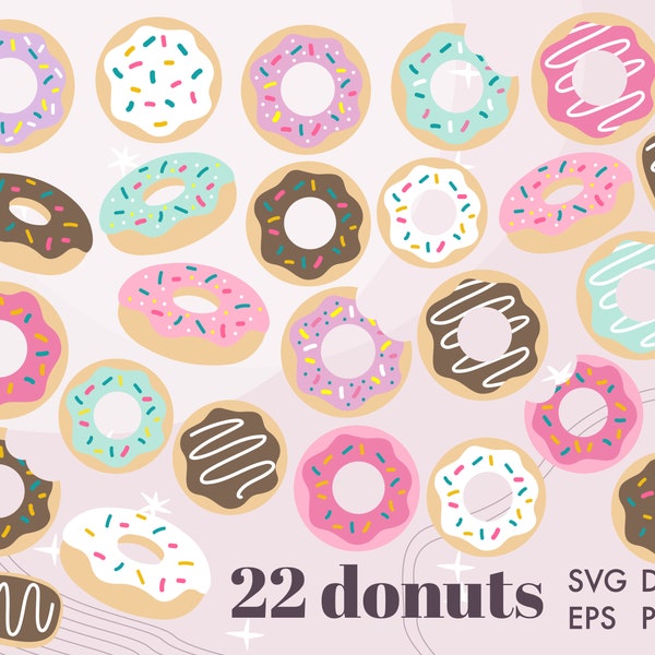 Donut SVG, Donut SVG Bundle, Donut Png Svg Eps Dxf, Donut Clipart, Donut Cut Files, Sprinkle Donuts, Cake Svg, Dessert Svg, Sprinkles Svg