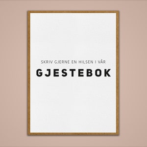 Gjestebok-skilt, bryllup, norsk design, minimalistisk, moderne
