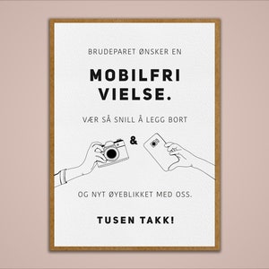Mobilfri vielse-skilt til bryllup, bryllup dekorasjon, pynt til bryllup
