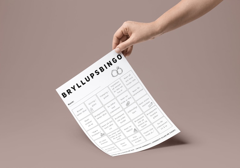 Bryllupsbingo, bryllup, printable, bryllupslek image 1