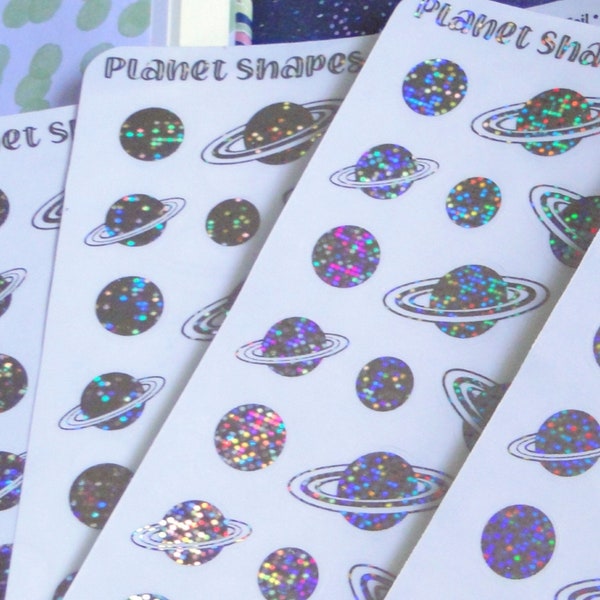 Planet Stickers ~ Holographic ~ Planet Shapes ~ Astronomy ~ Astrology ~ Journal ~ Scrapbook Stickers ~ Holographic Planet Stickers