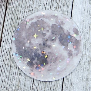 Full Moon ~ Die Cut Sticker ~ Holographic ~ Vinyl ~ Decal ~ Full Moon Sticker ~ Watercolor