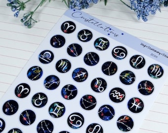 Zodiac Constellation Stickers ~ Waterproof Vinyl ~ Astrology Stickers ~ Zodiac Stickers ~ Zodiac Symbols ~ Constellation ~ Planner Stickers