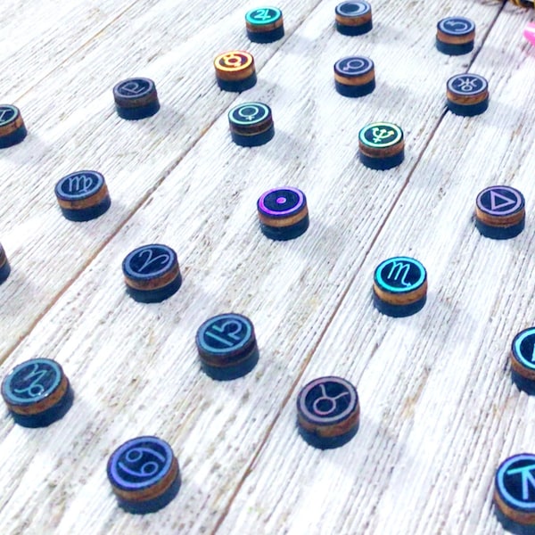 Holographic Astrology Magnets: Zodiac, Planet Symbols (10mm)