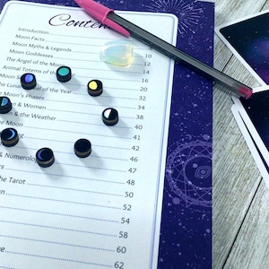 Holographic Moon Phase Magnets, Lunar Calendar Set of 8