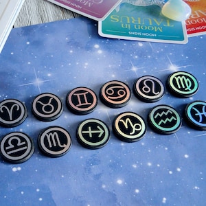 Holographic Zodiac Sign Magnets, Set of 12, Astrology Gifts