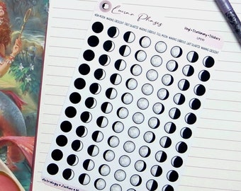 Moon Phase Planner Stickers, Waterproof Vinyl Lunar Calendar