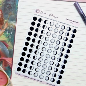 Moon Phase Stickers ~ Waterproof Vinyl ~ Moon Planner ~ Lunar Calendar ~ Planner Stickers ~ Moon tracking ~ Moon Calendar ~ Moon Gift