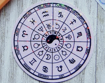Zodiac Astrology Wheel ~ Yin Yang ~ Holographic ~ Astrology Wheel ~ Zodiac ~ Astrology Sticker