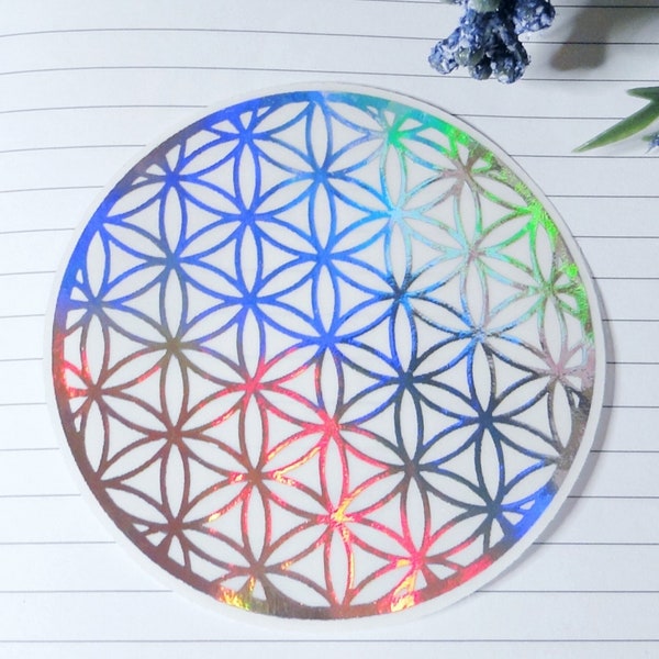 Flower of Life ~ Holographic Sticker ~ Sacred Geometry ~ Die Cut Sticker ~ Flower of Life Decal Sticker