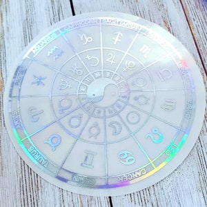 Zodiac Astrology Wheel Sticker ~ Holographic • Yin Yang ~ Die Cut Sticker ~ Zodiac ~ Astrology Sticker