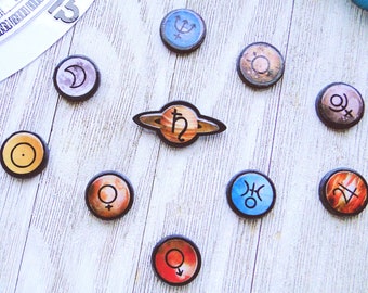 Planet Glyph Magnets ~ Astrology ~ Planet Magnets ~ Set of 10 ~ Astrology Magnets ~ Magnetic Planets ~ Astrology Gift