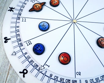 Magnetic Dry Erase Astrology Wheel ~ Rotating ~ Astrology Tools ~Learn Astrology ~ Astrology Reading ~ Natal Chart ~ Astrology Gifts ~ 3D