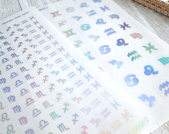 Zodiac Symbols ~ Astrology Stickers ~ Clear Holographic ~ Zodiac Stickers ~ Zodiac ~ Glyphs ~ Astrology ~ Planner Stickers ~ Astrology Gift