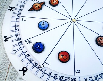 Magnetic Dry Erase Astrology Wheel ~ Rotating ~ Astrology Tools ~Learn Astrology ~ Astrology Reading ~ Natal Chart ~ Astrology Gifts ~ 3D
