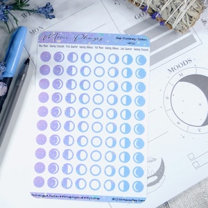 Moon Phase Stickers ~ Waterproof Vinyl ~ Moon Planner Stickers ~ Moon Tracker ~ Moon Calendar ~ Lunar Calendar