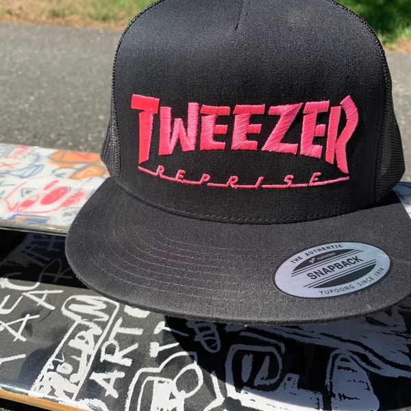 Tweezer Reprise Trucker Hat - Black w/ Hot Pink Stitching