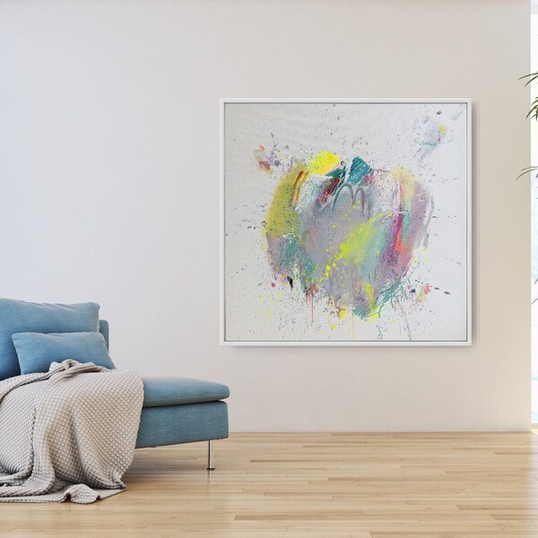 Großes Acrylbild auf Leinwand I bunt, farbenfroh, knallige Farben, pastell I Abstraktes Bild 80x80 cm