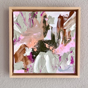 Abstraktes Bild I Abstrakte Kunst salbei I Acrylbilder auf Leinwand I Malerei I Zeitgenössische Kunst I 30x30 cm I gerahmt in Holz