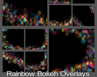 Rainbow Bokeh Photo Overlays for Photoshop (JPEG Instant Download)