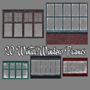 20 Winter Window Frames Overlays for Photoshop, Window Overlay, Photoshop Overlays, Winter Overlays, Wall Art, Home Decor, Digital Downloads