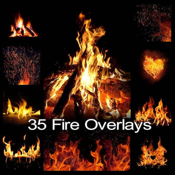 35 Fire Photoshop Overlays, Fire, Bonfire, Campfire, Photoshop Overlays, Landscape Overlays, Sky Overlays, Night Sky, Digital Downloads