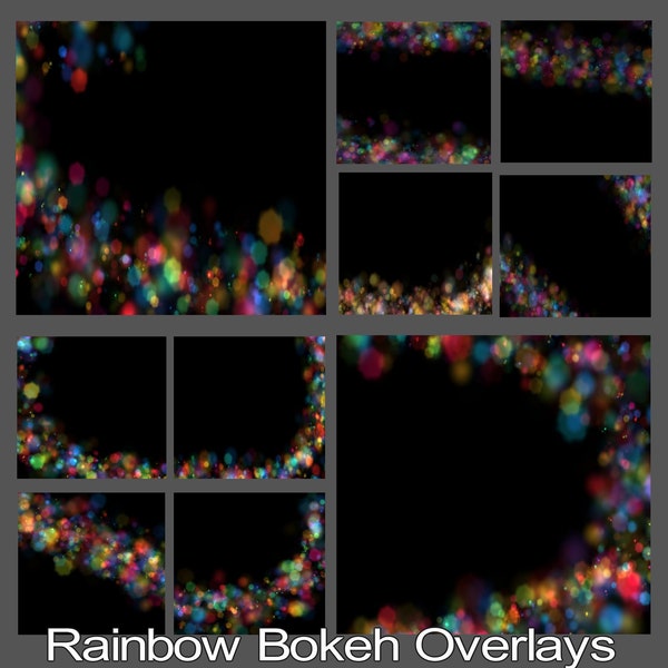 Rainbow Bokeh Overlays for Photoshop, Rainbow Bokeh, Photoshop, Overlays, JPEG Overlays, Rainbow, Bokeh, SVG, Instant Download