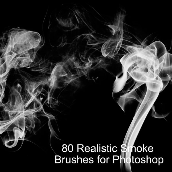 80 Smoke Photoshop Brush Set, Photoshop Brushes, Smoke, Smoke Brushes, Cloud, Landscape, Sky Overlays, Digital Downloads