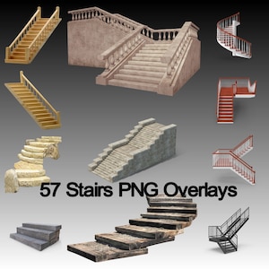 Stair Overlays, Stairs, Stairway, Ladders, Landscape, Cityscape, Interior Design, Photoshop Overlay, Digital Download, Instant Download, PNG