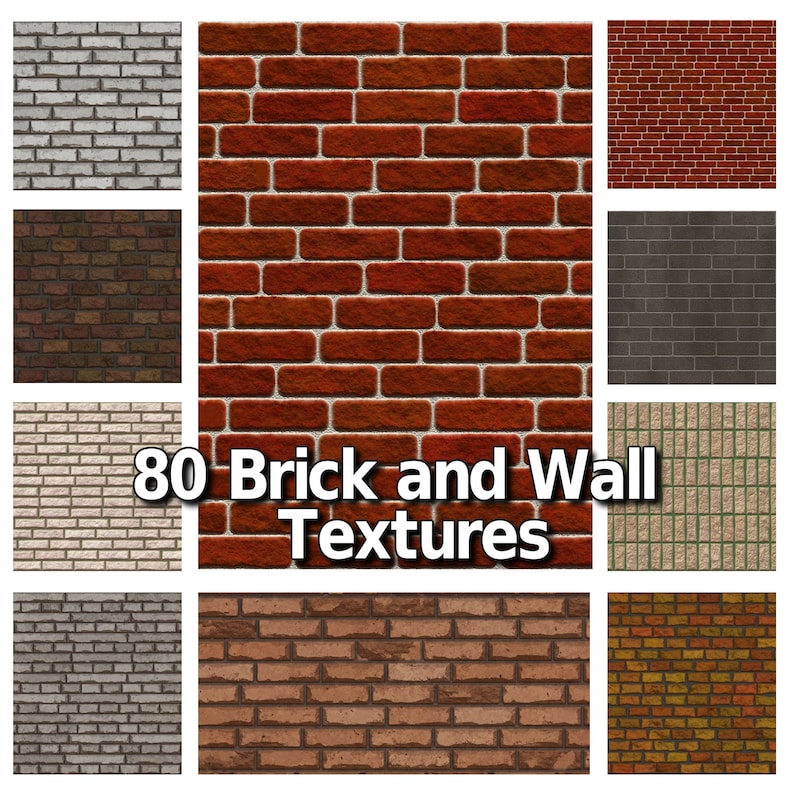 digital download home decor Brick Textures Photoshop Overlays 80 Brick and Wall Texture Overlays for Photoshop wall art Wall Textures