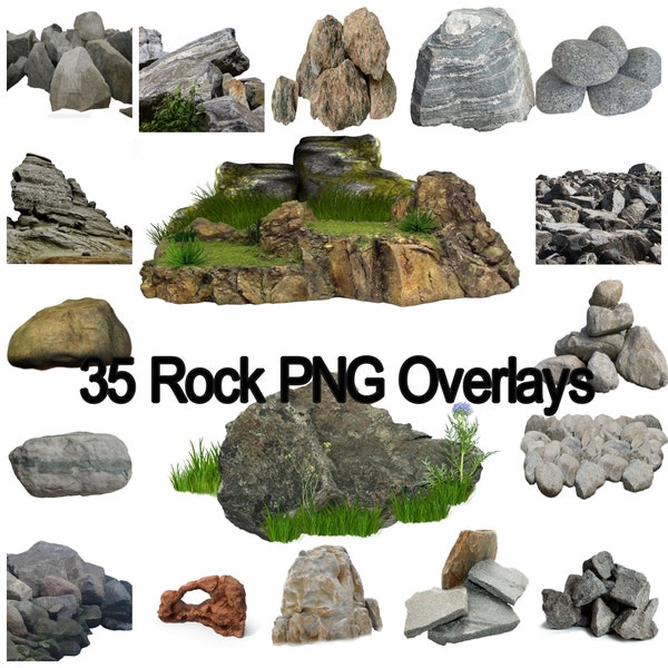 35 Rock Overlays, Rocks, Stones, Landscape, Scenery, PNG Transparent Background