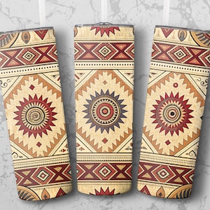 Boho Western Tumbler Wrap: Aztec Tribal Design - 20oz Skinny Tumbler PNG (Digital File)