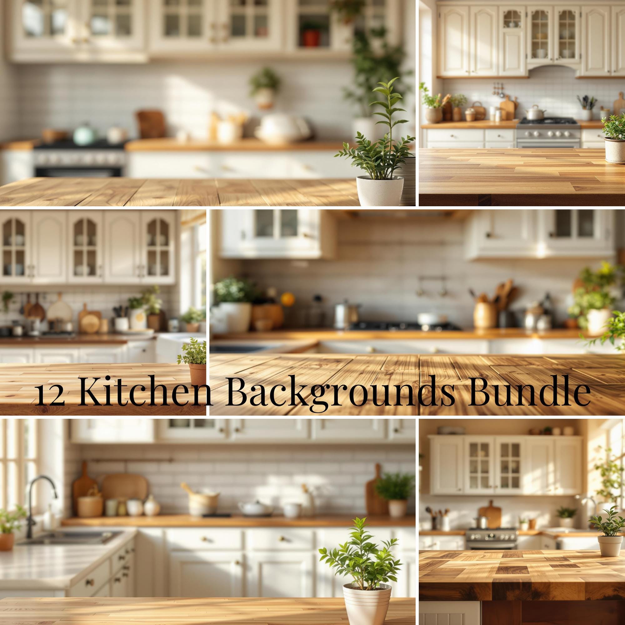 Kitchen Background Bundle for Product Mockups | Styled Stock Photo Backdrops for Digital Designs, Editable in Canva And Photoshop