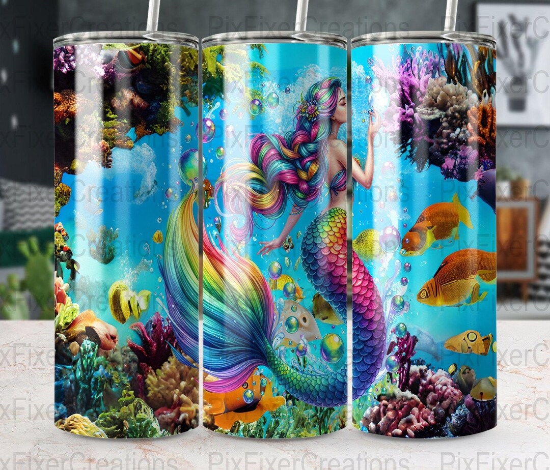 Mermaid Tumbler Wrap: Under the Sea Design for 20 Oz Tumbler (digital ...