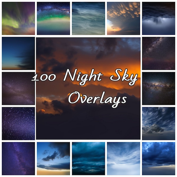 Night Sky Overlays for Photoshop, Night Sky Overlays, Sky Overlays, Photoshop Overlays, Wall Art, Home Decor, Digital Files, JPG Files